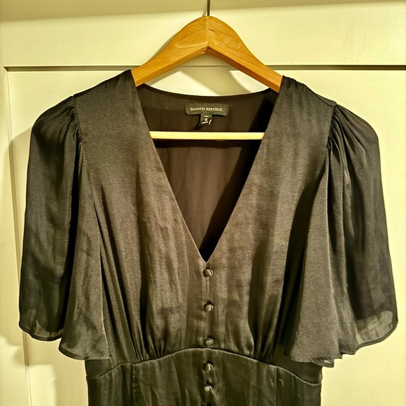 Banana Republic Black Satin Maxi Dress 8​ - Picture 3 of 3